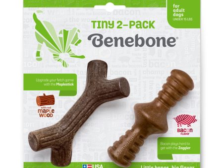 Benebone 2-Pack Maplestick Zaggler Bacon Tiny Toy for Dog Hot on Sale