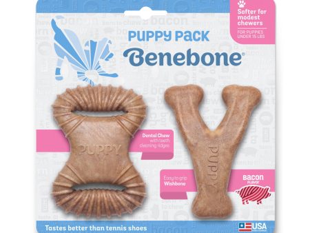 Benebone Puppy 2-Pack Dental Chew Wishbone Bacon Toy for Dog For Discount