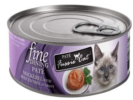 Fussie Cat Fine Dining - Pate - Mackerel with Beef Entree in Gravy Canned Cat Food Hot on Sale