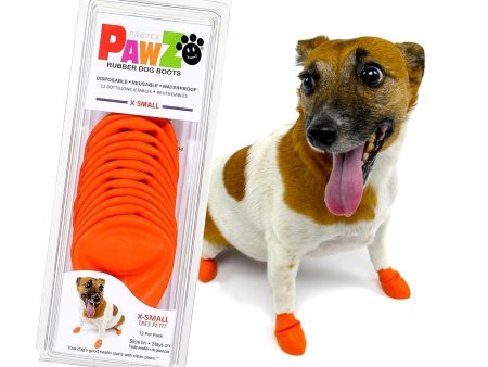 Pawz Natural Rubber Dog Boots, Orange, X-Small Supply