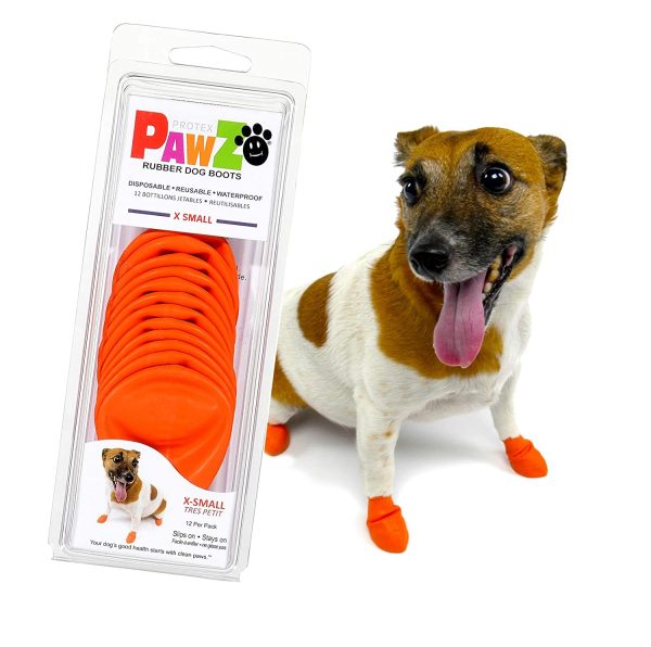 Pawz Natural Rubber Dog Boots, Orange, X-Small Supply