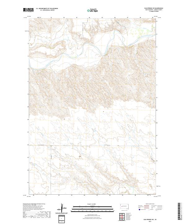 USGS US Topo 7.5-minute map for Elm Springs SW SD 2021 Cheap