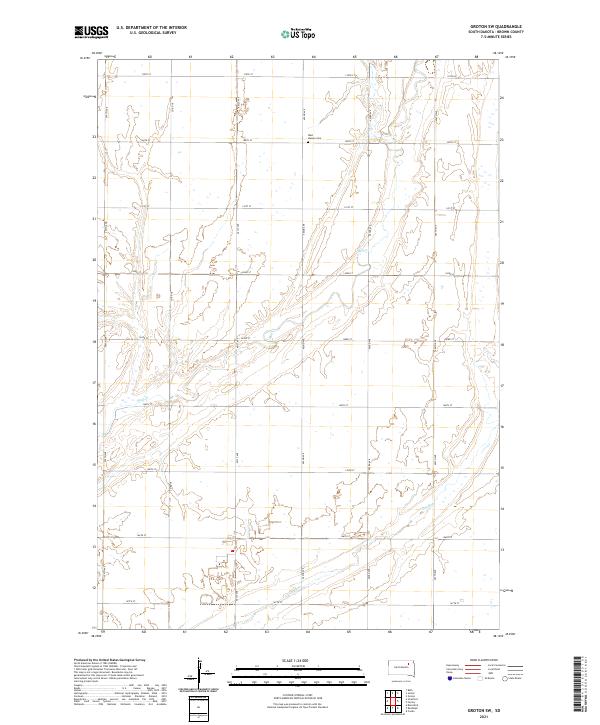 USGS US Topo 7.5-minute map for Groton SW SD 2021 For Cheap