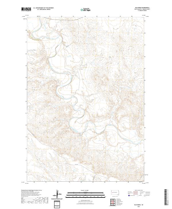 USGS US Topo 7.5-minute map for Elm Creek SD 2021 Hot on Sale